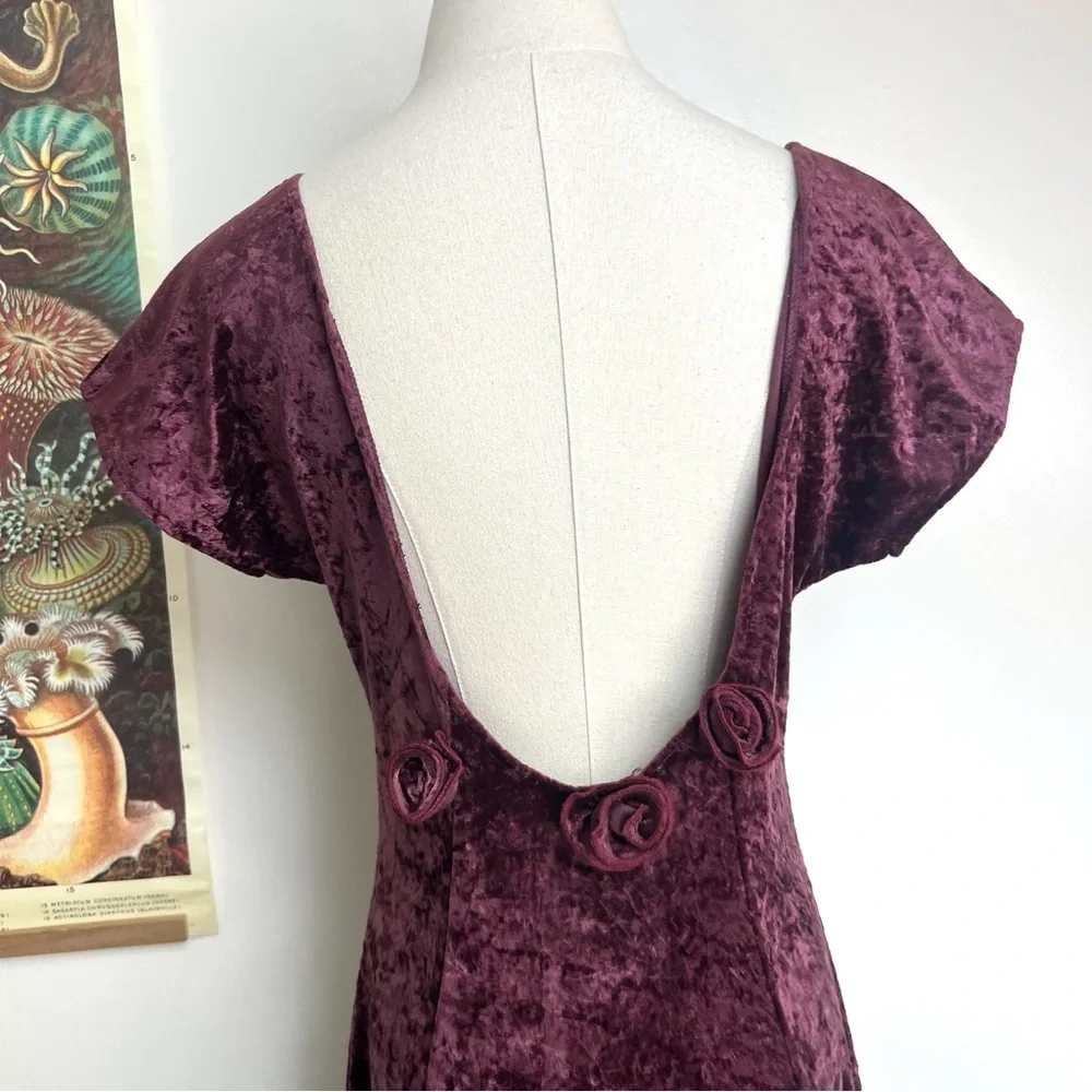 90s All That Jazz Whimsigoth Purple Crushed Velvet Dress - Picture 8 of 10